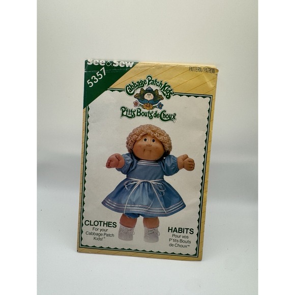 See & Sew Other - See & Sew 5357 Cabbage Patch Kids Doll Clothes Sewing Pattern 1985 Cut Complete